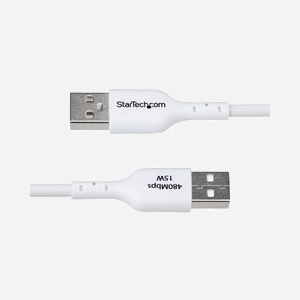 StarTech.com Câble USB-A vers USB-C 2m, USB 2.0, 3A, Gaine TPE, Blanc - USB2AC2MNCWHE - Connecteurs Nickel, AWG 22/30, Blindage Aluminium Mylar - Miniature 4