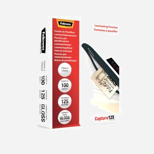 Fellowes - Pochettes de plastification brillantes pour cartes - 125 microns - Format 75 x 105 mm (80 x 112 mm) - Transparent - Plastique - Boîte de 100 - Miniature 3