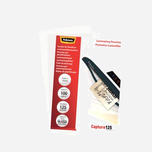 Fellowes - Pochettes de plastification brillantes pour cartes - 125 microns - Format 75 x 105 mm (80 x 112 mm) - Transparent - Plastique - Boîte de 100 - Miniature 4