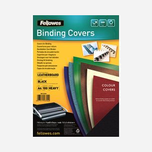 Fellowes Delta A4 Papier Noir 250g Texture Grain Cuir, Pack de 100 Feuilles, Dimensions 210x298x1mm, Compatible Reliure Anneaux - Miniature 1