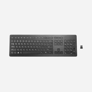 HP Clavier sans fil Z9N41AA - RF 2.4 GHz, Portée 10m, Clavier à membrane, Taille réelle, Pavé numérique, Batterie Li-Ion, Windows OS, 433x141x11.8mm, 650g - Miniature 1