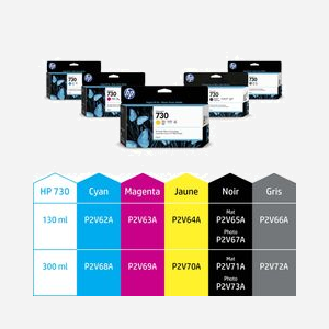 HP Cartouche d'encre 730 DesignJet Cyan 130ml - Encre à Colorant - Compatible HP DesignJet T1700 - Code OEM P2V62A - Miniature 4