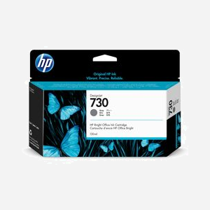 HP Cartouche DesignJet 730 Gris P2V66A - Encre à colorant 130ml - Jet d'encre - Compatibilité DesignJet T1700 - Rendement Standard
