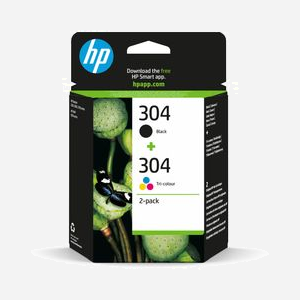 HP Pack 2 Cartouches 304 Originales (Noir Pigment + Couleur Dye) - 3JB05AE - 4ml Noir (120 pages), 2ml Couleur (100 pages) - Jet d'encre - Miniature 1