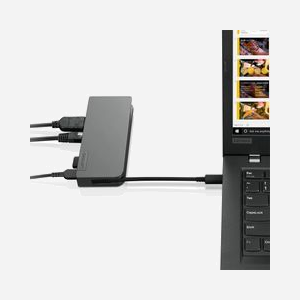 Station d'accueil Lenovo 4X90S92381 USB 3.2 Gen 1 Type-C, Ethernet Gigabit, HDMI 2.0 (4K Ultra HD), VGA, 1x USB 2.0, 1x USB 3.2 Gen 1 Type-A, Gris - Miniature 4