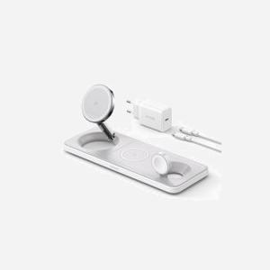Anker MagGo Station de Charge sans Fil 3-en-1 25W USB-A/USB-C pour iPhone 15/14/13/12, AirPods, Apple Watch (5W/15W), Blanc - Miniature 1