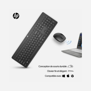 HP Ensemble Clavier et Souris Sans Fil 230 Noir - RF 2.4GHz, 1600 DPI, Portée 10m, Clavier Membrane Taille Réelle, Autonomie 16 mois, Compatible Windows/macOS - Miniature 2