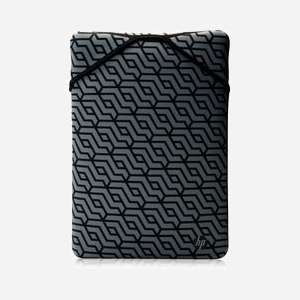 HP Housse Réversible 15.6" Néoprène Noir/Gris (Motif) - Dimensions Internes 400x285x10mm, Universel, Poids 190g, Référence 2F2L0AA