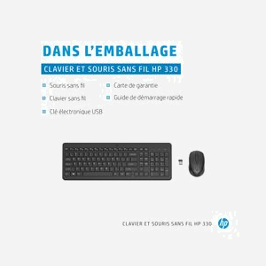 HP Ensemble Clavier et Souris Sans Fil 330 (2V9E6AA) RF 2.4GHz, Clavier Taille Réelle, Pavé Numérique, Souris Ambidextre 2 Boutons, Noir, Piles AAA - Miniature 2