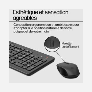 HP Ensemble Clavier et Souris Sans Fil 330 (2V9E6AA) RF 2.4GHz, Clavier Taille Réelle, Pavé Numérique, Souris Ambidextre 2 Boutons, Noir, Piles AAA - Miniature 5