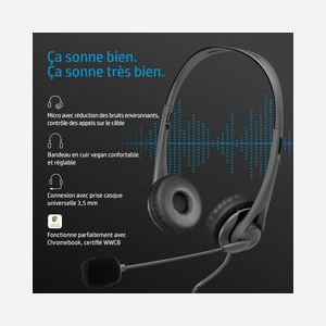 HP Casque Stéréo 3.5mm G2 - Casque Binaural Supra-aural avec Microphone Boom et Suppression de Bruit - Connecteur 3.5mm - Noir - 88g - Miniature 4