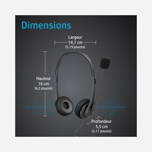 HP Casque Stéréo 3.5mm G2 - Casque Binaural Supra-aural avec Microphone Boom et Suppression de Bruit - Connecteur 3.5mm - Noir - 88g - Miniature 3