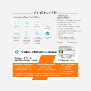 HP ENVY Inspire 7924e : Imprimante Jet d'Encre Couleur A4 Recto-Verso Auto 4800x1200 DPI, Scan 1200 DPI, Copie, WiFi, Bluetooth, HP+ - Miniature 4