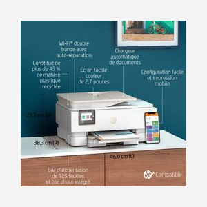 HP ENVY Inspire 7924e : Imprimante Jet d'Encre Couleur A4 Recto-Verso Auto 4800x1200 DPI, Scan 1200 DPI, Copie, WiFi, Bluetooth, HP+ - Miniature 5