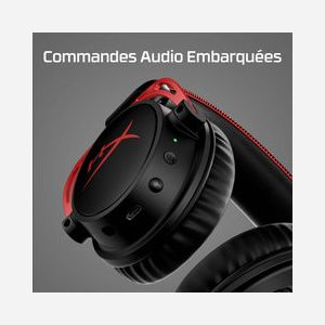HP HyperX Cloud Alpha Wireless - Casque Gaming Circum-Aural Noir/Rouge - HP 4P5D4AA - Transducteurs 50mm, 15-21000Hz, 62 Ohm, DTS Headphone:X, Microphone Boom Anti-Bruit - Miniature 3