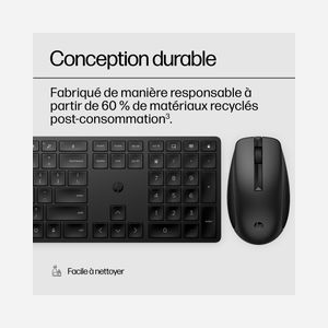HP Ensemble Clavier et Souris sans Fil 650 (4R016AA) - Clavier Membrane 100%, 2.4 GHz, Souris 4000 DPI, 3 Boutons Programmables, Windows 10/11 - Miniature 2
