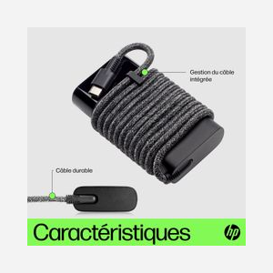 HP Adaptateur Secteur USB-C 65W 5-20V / 1.6A, Câble USB-C Inclus, 90-264V, 47-63Hz, Noir, 97x53.5x21mm, Compatible Ordinateur Portable - Miniature 5