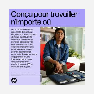HP Housse Renew Executive 6B8Y3AA 14.1" Polyester Noir, Dimensions 360x250x35mm, Volume 4.4L, Poids 510g, Compatible HP Professionnel - Miniature 5