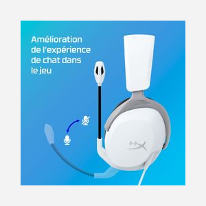 HP HyperX Cloud Stinger 2 Core PS Blanc - Casque Gamer Filaire Circum-Aural, Haut-Parleurs 40mm, 10-28000Hz, 32 Ohm, Micro Boom -40.5dB, Connecteur 3.5mm, 275g - Miniature 3