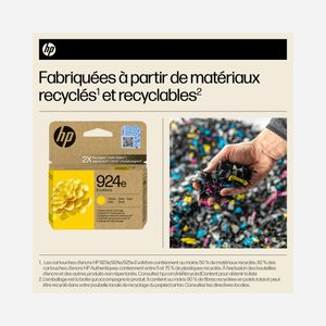 HP 924e Cartouche Encre Originale Jaune EvoMore (4K0U9NE) Haut Rendement (XL) 800 pages, 48% Matériaux Recyclés, 1 pièce, Compatibilité Imprimantes HP - Miniature 2
