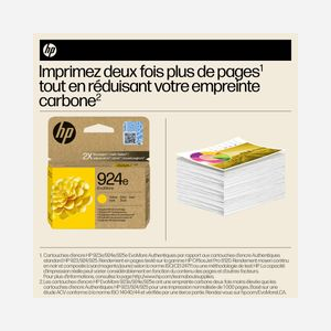 HP 924e Cartouche Encre Originale Jaune EvoMore (4K0U9NE) Haut Rendement (XL) 800 pages, 48% Matériaux Recyclés, 1 pièce, Compatibilité Imprimantes HP - Miniature 4