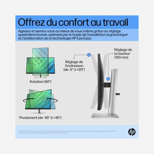 HP Écran 27" FHD IPS E27 G5, 1920x1080, 5ms GTG, 300cd/m², HDMI 1.4, DisplayPort 1.2, Hub USB 3.2 Gen 1, Ajustable en hauteur, Noir - Miniature 4