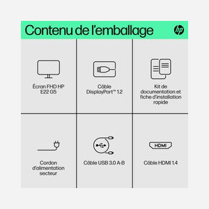 HP Écran 21.5" FHD E22 G5 LCD IPS Edge LED 1920x1080 5ms GTG 250cd/m² 1xHDMI 1.4 1xDisplayPort 1.2 Hub USB 3.2 Gen 1 VESA 100mm - Miniature 4