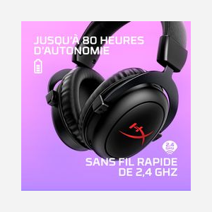 HP HyperX Cloud II Core Wireless - Casque Gaming Circum-aural 2.4GHz, DTS Headphone:X, HP 6Y2G8AA, Autonomie 80h, HP, Noir, HP, 10-21000Hz, 60 Ohm - Miniature 3