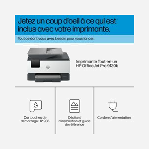 HP OfficeJet Pro 9120b All-in-One : Impression couleur 4800x1200 DPI, 20 ppm noir/16 ppm couleur, Recto-Verso Auto, Scan/Copie/Fax, Wi-Fi, Ethernet - Miniature 5