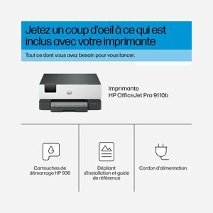 HP OfficeJet Pro 9110b : Imprimante Jet d'Encre Couleur A4, 4800x1200 DPI, 22 ppm Noir/18 ppm Couleur ISO, Recto-Verso Auto, WiFi, Ethernet, AirPrint, Écran CGD 2.7" - Miniature 4