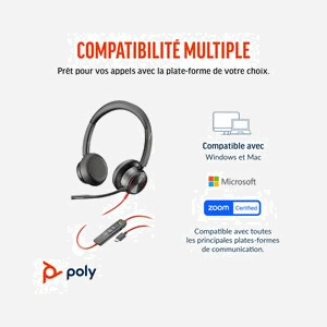 POLY Micro-casque Blackwire 8225 USB-C Stéréo, ANC Hybride, Microphone Anti-Bruit, Connectivité USB Type-C/A, 84dB, 32 Ohm, Windows/macOS - Miniature 5