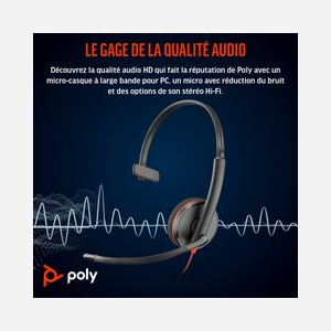POLY Blackwire 3210 Mono USB-C : Micro-casque filaire supra-aural, connectivité USB Type-C/A, micro omnidirectionnel -38dB, 20-20000Hz, 64g - Miniature 5