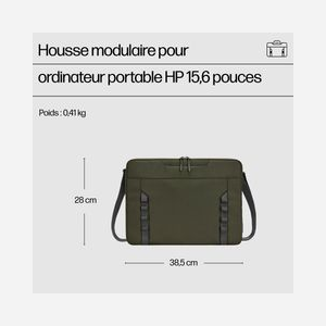 HP Housse Modulaire 15.6" 9J498AA Vert/Gris - Polyester/PU, Compartiment 363x255x24mm, Résistant à l'eau, Bandoulière, 385x280x24mm, 420g - Miniature 2