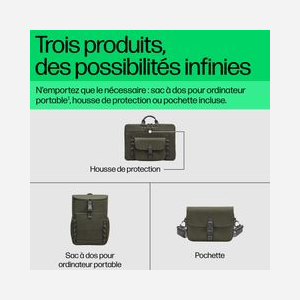 HP Sac à Dos Modulaire 15.6" 9J4C1AA Vert/Gris Polyester 27L Résistant à l'eau 325x200x495mm (LxPxH) Poids 1.54kg Compatible Universel - Miniature 4