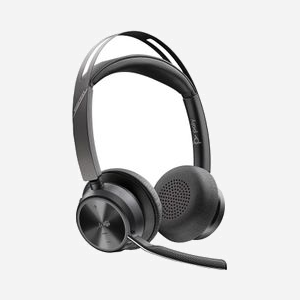 POLY Voyager Focus 2 USB-C-C MS Teams : Micro-casque Binaural Bluetooth 5.1, Portée 50m, ANC, Autonomie 40h, Base, Adaptateur USB-C/A