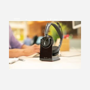 POLY Voyager Focus 2 USB-C-C MS Teams : Micro-casque Binaural Bluetooth 5.1, Portée 50m, ANC, Autonomie 40h, Base, Adaptateur USB-C/A - Miniature 4