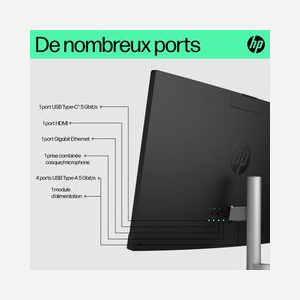 HP All-in-One 24-cr0068nf : Écran 23.8" FHD IPS Intel Core i3-N300 8GB DDR4 512GB SSD NVMe Intel UHD Graphics Wi-Fi 6 Windows 11 Home Blanc - Miniature 4