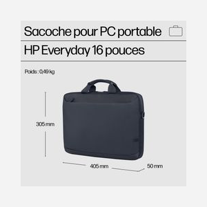 HP Mallette PC Portable 16.1" Polyester Gris - Dimensions 405x50x305mm, Volume 12L, Sangle Épaule Amovible, Résistant à l'Eau, 490g, A08JTAA - Miniature 3