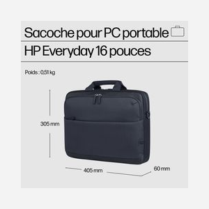 HP Sacoche PC Portable Everyday 16.1" Gris Polyester, Malette 405x305x60mm, Volume 13L, Sangle Épaule, Résistant à l'Eau, Référence A08JWAA - Miniature 4