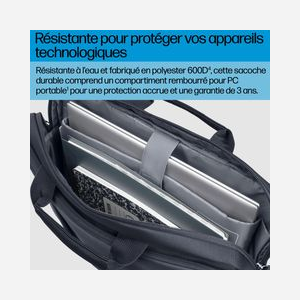 HP Sacoche Ordinateur Portable 14.1" A08KJAA Gris Polyester 360x260x55mm, Volume 9L, Résistant à l'eau, Sangle d'épaule amovible, Poids 440g - Miniature 2