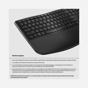 HP Clavier 685 Comfort Hybride : Sans Fil RF+Bluetooth, Membrane, Taille Réelle, Pavé Numérique, Profil Bas, Repose-Poignets, Compatible Windows/macOS/ChromeOS - Miniature 4