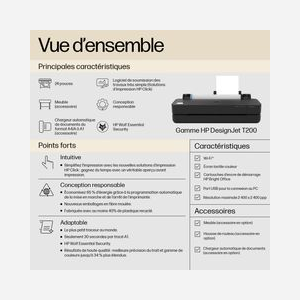 HP DesignJet T250 24 pouces (610mm) Édition 2025 - Imprimante Jet d'Encre Thermique 2400x1200 DPI, 4 Couleurs, WiFi, Ethernet, USB, 512 Mo, Compatible Windows/macOS - Miniature 2