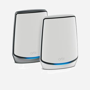 NETGEAR Orbi RBK852 AX6000 Système WiFi 6 Mesh Tri-bande (2.4/5/5 GHz) 8 antennes internes, 802.11ax, CPU Quad-Core 2.2GHz, 1GB RAM, 512MB Flash - Miniature 2
