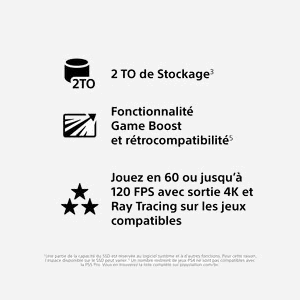 Sony PlayStation 5 Pro, SSD 2 To, 8K Ultra HD, Ray Tracing, Wi-Fi IEEE 802.11be, Ethernet Gigabit, HDMI, 1 Manette, ASTRO’s PLAYROOM inclus, Noir/Blanc - Miniature 5