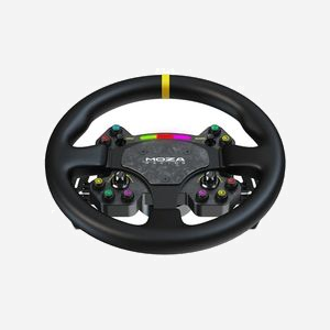 Moza Racing RS025 Volant PC Noir, Fibre de Carbone & Cuir, Aluminium, Connectivité Filaire/Sans Fil, 10 Boutons Programmables, 2 Joysticks, Rétroéclairage LED Multi, Quick Release - Miniature 3