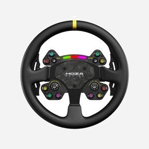 Moza Racing RS025 Volant PC Noir, Fibre de Carbone & Cuir, Aluminium, Connectivité Filaire/Sans Fil, 10 Boutons Programmables, 2 Joysticks, Rétroéclairage LED Multi, Quick Release