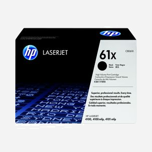 Cartouche Toner HP LaserJet 61X C8061X Noir Haut Rendement 10000 pages, compatible LaserJet 4100, dimensions 353x156x247mm, poids 1.6kg