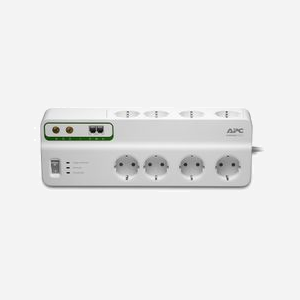 APC PMF83VT-GR Parafoudre 8 Prises Type F 230V 2690 Joules, Filtre EMI/RFI 60dB, Câble 3m, Blanc, 327x110x62mm, RoHS