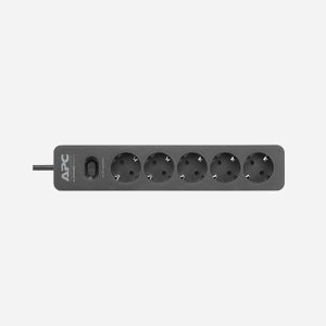 APC PME5B-GR Parafoudre 5 Prises Type F (Schuko) 230V / 10A, Protection 680 Joules, Filtre EMI/RFI 40dB, Câble 1.5m, Noir - Miniature 2
