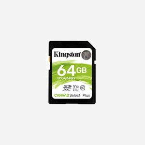Kingston Technology Carte SDXC 64Go Canvas Select Plus SDS2/64GB UHS-I U1 V10 Classe 10, Lecture 100Mo/s, exFAT, températures -25°C à 85°C